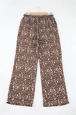 Trendyol Curve Brown Patterned Wide Leg Trousers