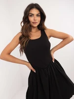 Black casual mini dress with straps