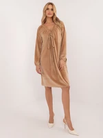 Brown velour dress with long sleeves