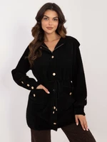 Black women's alpaca coat with hood