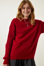 Happiness İstanbul Women's Red Crew Neck Basic Knitwear Sweater