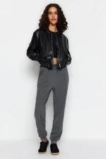 Trendyol Anthracite Loose Jogger Normalne Talia Grube Dzianinowe Spodnie Dresowe