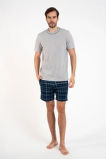 Men's pajamas Ruben, short sleeves, short trousers - melange/print