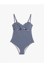 Koton Swimsuit with Thin Straps Draped Covered Back Detail.