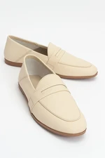 LuviShoes F05 Women's Flats in Ecru-Beige Skin and Genuine Leather.