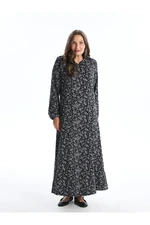 LC Waikiki LCW Grace Women's Tie-Up Collar Flower Long Sleeve Dress