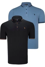 DOUBLE SET T8586 DEWBERRY MEN'S T-SHIRT-BLACK-INDIGO