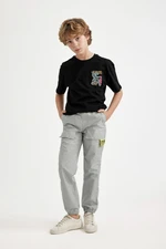 DEFACTO Boys Cargo Pocket Waist Tie Elastic Leg Jogger Parachute Pants