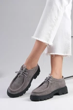 Mio Gusto Hope Gray Color Women's Loafers With Thick Soles