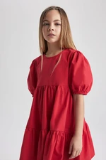 DEFACTO Girl&#39;s Short Sleeve Red Dress