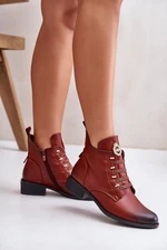 Low ankle boots insulated with a zipper and brown decoration Nevalia