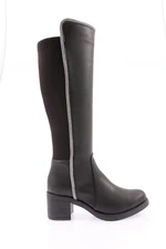 DGN 708 Women's Stripe Back Stretch Heel Boots with Side Stones.