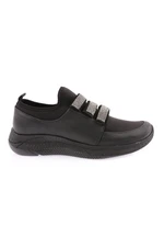 DGN Black - 063-22k Women's Stretch Front Shoes with Stone Buckle on 3 Stripes Black