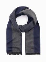 Ombre Elegant men's scarf with geometric patterns - navy blue-gray