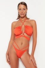 Trendyol Orange Piping Dół od bikini z wysokimi nogawkami