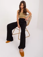 Black fabric palazzo trousers with ties