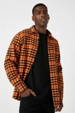 Koton Men's Orange Plaid Shirt