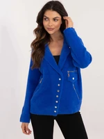 Women's blue alpaca jacket with pockets