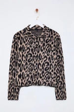 Trendyol Brown Leopard Patterned Knitted Cardigan