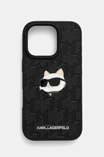 Puzdro na mobil Karl Lagerfeld iPhone 16 Pro 6.3 čierna farba, KLHCP16LPGKLCHPK