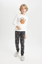 DEFACTO Boy's Pajama Set Printed Long Sleeve Top Long Bottom