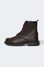 DEFACTO Men&#39;s Lace-Up and Zippered High-Sole Faux Leather Boots