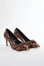 Trendyol Leopard Bow Brown Women's Classic Stiletto Thin Heel Shoes