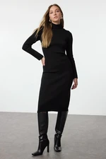 Trendyol Black Midi Knit Basic Turtleneck Dress