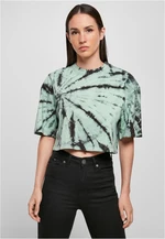 Women's Oversized Cropped Tie Dye Tee Black/Green