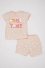 DEFACTO Baby Girl Pajama Set Cotton Polka Dot Short Sleeve Top Shorts