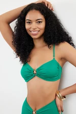 Trendyol Emerald Green Strapless Premium Accessorized Bikini Top