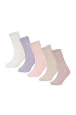 DEFACTO Girl's 5-Piece Cotton Long Socks