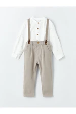 LC Waikiki Long Sleeve Baby Boy Shirt, Trousers and Suspenders 3-Piece Set