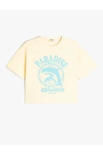 Koton T-Shirt Dolphin Print Short Sleeve Crew Neck Cotton