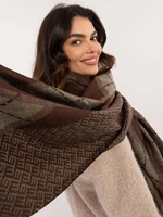 Brown and beige scarf with geometric patterns