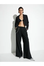 Koton Palazzo Trousers Wide Leg Normal Waist Chain Detail