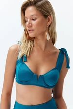 Trendyol Blue Balconette Tie-Up Bikini Top