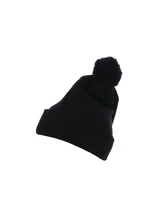 Pom Pom Knit hat with cuff black