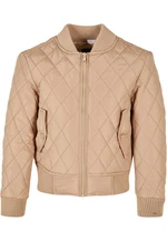 Girls' Diamond Quilt Nylon Union Jacket Beige