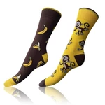 Sada tří párů unisex vzorovaných ponožek v hnědé, žluté, šedé a zelené barvě Bellinda CRAZY SOCKS 3x