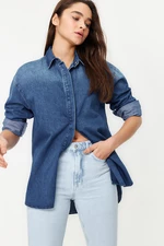 Trendyol Blue More Sustainable Oversize Denim Shirt