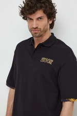 Bavlnené polo tričko Versace Jeans Couture čierna farba, jednofarebný, 76GAG625 J0003