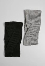 Knitted headband in 2 packs black/grey