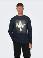 Dark blue mens sweatshirt ONLY & SONS Oren - Men