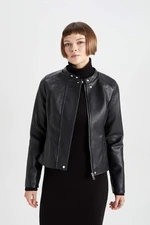 DEFACTO Water Repellent Faux Leather Biker Jacket