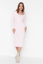 Trendyol Pink Lace-Up Detailed Sweater Dress