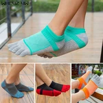 Spring Summer Five Finger Socks Invisible Men Boy Pure Cotton Mesh Breathable Colorful Compression No Show Ankle Socks With Toes