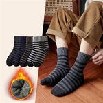 Winter Men'S Student Plush And Thick Insulation Loop Socks Retro Women'S Minimalist Striped Mid Length Socks Floor Snow Socks