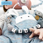 Custom Personalized Name Handmade Pacifier Clip Holder Cartoon Silicone Dinosaur Pacifier Chain Baby Teether Teething Chain Gift