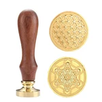 Sealing Wax Stamps Copper Seals with Wooden Hilt, Sacred Geometry Seal Wax Stamp Kit